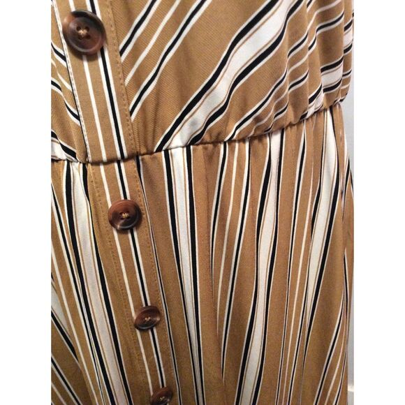 Maurices Plus XXL Mustard striped Button Front Maxi Dress Sleeveless - Picture 4 of 6